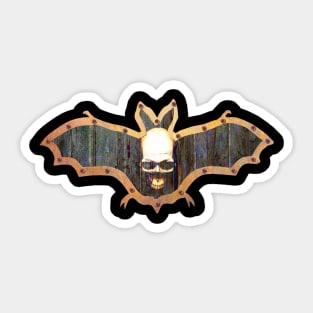 White Skull Halloween Bat Decoration In A Retro Style Sticker